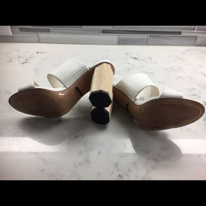 White Wood/Leather Slides